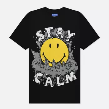 Мужская футболка MARKET Smiley Stay Calm, цвет чёрный, размер S