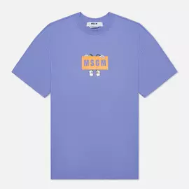 Мужская футболка MSGM Box Comics Crew Neck, цвет фиолетовый, размер L