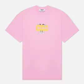 Мужская футболка MSGM Box Comics Crew Neck, цвет розовый, размер XL