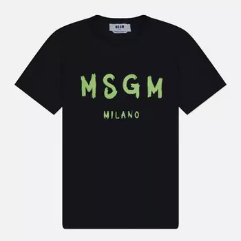 Мужская футболка MSGM Brush Stroke Logo, цвет чёрный, размер XL