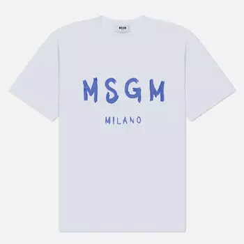 Мужская футболка MSGM Brush Stroke Logo, цвет белый, размер M