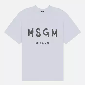 Мужская футболка MSGM Brush Stroke Logo Print, цвет белый, размер XL