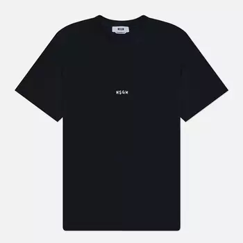 Мужская футболка MSGM Brush Stroke Micrologo Print Regular, цвет чёрный, размер XL