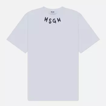 Мужская футболка MSGM Collar Brush Stroke Print, цвет белый, размер XL