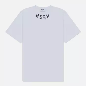 Мужская футболка MSGM Collar Brush Stroke Print, цвет белый, размер S