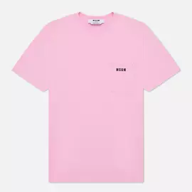 Мужская футболка MSGM Essentials Crew Neck, цвет розовый, размер XL
