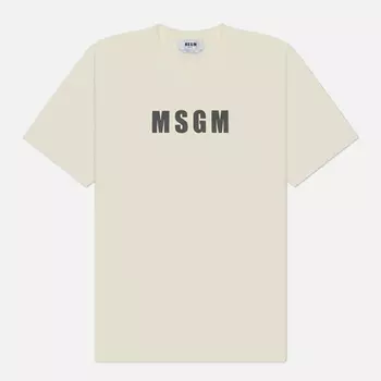 Мужская футболка MSGM Macrologo Print, цвет бежевый, размер L