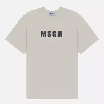 Мужская футболка MSGM Macrologo Print, цвет бежевый, размер L