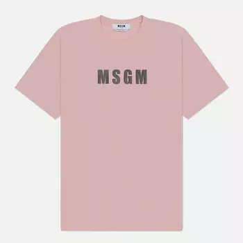 Мужская футболка MSGM Macrologo Print, цвет розовый, размер S