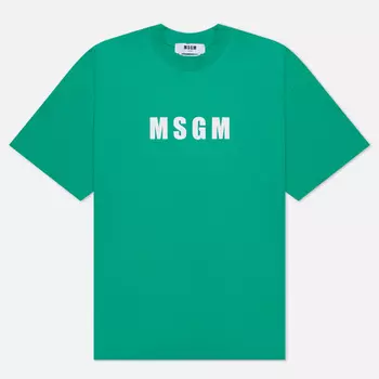 Мужская футболка MSGM Macrologo Print, цвет зелёный, размер XL