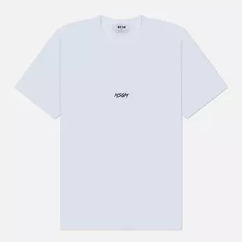 Мужская футболка MSGM Micro Racing Brush Stroke Print, цвет белый, размер XL