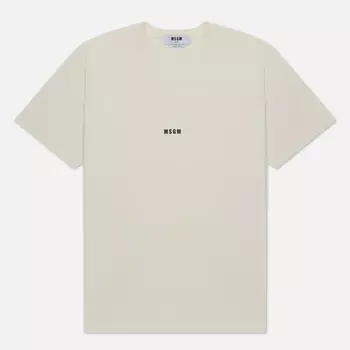 Мужская футболка MSGM Micrologo Basic Crew Neck, цвет бежевый, размер S