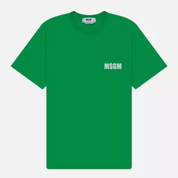 Мужская футболка MSGM Never Look Back Print Regular, цвет зелёный, размер S