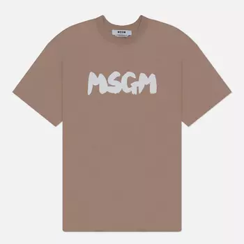 Мужская футболка MSGM New Brush Stroke, цвет бежевый, размер XL