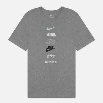 Мужская футболка Nike Club+ Multi Logo, цвет серый, размер XL