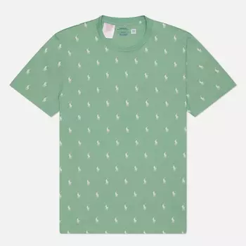 Мужская футболка Polo Ralph Lauren All Over Pony Cotton Jersey Sleep, цвет зелёный, размер XXL