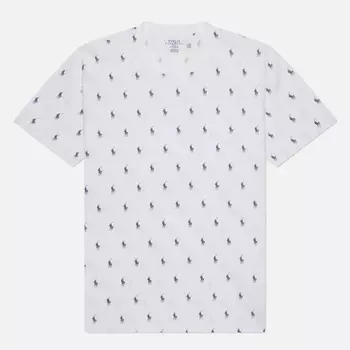 Мужская футболка Polo Ralph Lauren All Over Pony Cotton Jersey Sleep, цвет белый, размер L