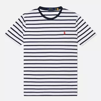 Мужская футболка Polo Ralph Lauren Classic Fit Striped Jersey, цвет белый, размер XL
