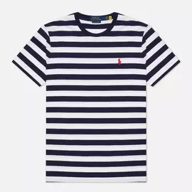 Мужская футболка Polo Ralph Lauren Classic Fit Striped Crew Neck, цвет белый, размер XXL