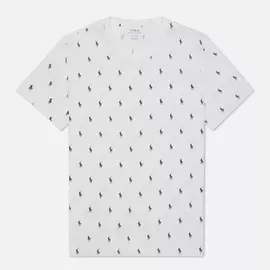 Мужская футболка Polo Ralph Lauren Crew Neck All Over Print Sleep Top, цвет белый, размер S
