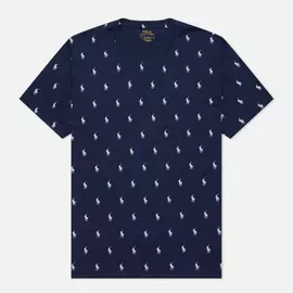 Мужская футболка Polo Ralph Lauren Crew Neck All Over Print Sleep Top, цвет синий, размер XS