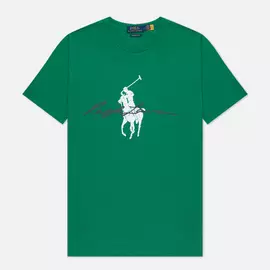 Мужская футболка Polo Ralph Lauren Custom Slim Fit Big Pony Script, цвет зелёный, размер L