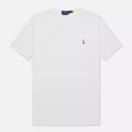 Мужская футболка Polo Ralph Lauren Custom Slim Fit Interlock, цвет белый, размер XXL