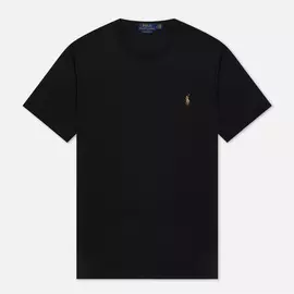 Мужская футболка Polo Ralph Lauren Custom Slim Fit Interlock, цвет чёрный, размер XXL