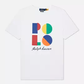 Мужская футболка Polo Ralph Lauren Custom Slim Fit Logo, цвет белый, размер L