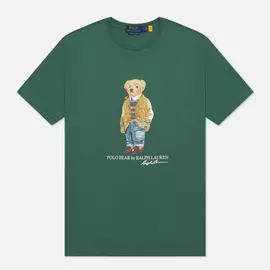 Мужская футболка Polo Ralph Lauren Custom Slim Fit Polo Bear, цвет зелёный, размер XXS