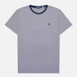 Мужская футболка Polo Ralph Lauren Custom Slim Fit Striped Crew Neck, цвет синий, размер L