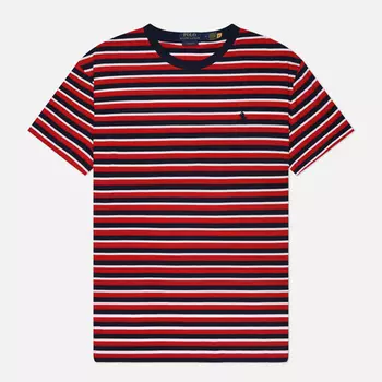Мужская футболка Polo Ralph Lauren Embroidered Logo Stripe, цвет красный, размер XL