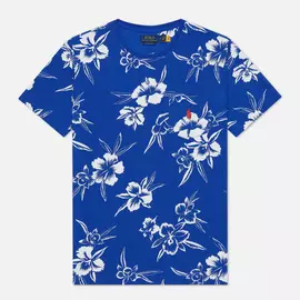 Мужская футболка Polo Ralph Lauren Floral Print Crew Neck, цвет голубой, размер XXL