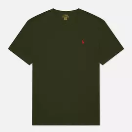 Мужская футболка Polo Ralph Lauren Logo Polo Pony Heavyweight Jersey, цвет оливковый, размер XXL