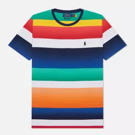 Мужская футболка Polo Ralph Lauren Multicolor Striped Crew Neck, цвет оранжевый, размер L