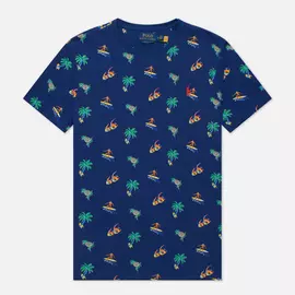 Мужская футболка Polo Ralph Lauren Tropical Surfer Custom Slim Fit, цвет синий, размер XXXL