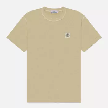 Мужская футболка Stone Island Fissato Compass Patch Logo, цвет бежевый, размер M