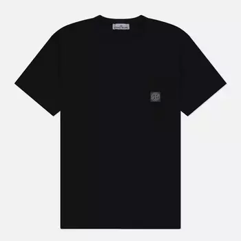 Мужская футболка Stone Island Fissato Treatment Pocket, цвет чёрный, размер L
