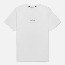 Мужская футболка Stone Island Mixed Media Two Print Slim Fit, цвет белый, размер S