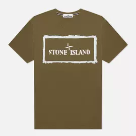 Мужская футболка Stone Island Stencil One, цвет оливковый, размер S