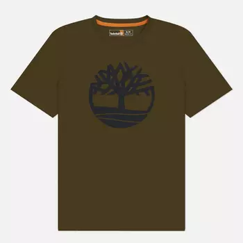 Мужская футболка Timberland Kennebec River Pigment Tree Logo, цвет оливковый, размер XXL