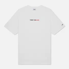 Мужская футболка Tommy Jeans Linear Logo Organic Cotton, цвет белый, размер S
