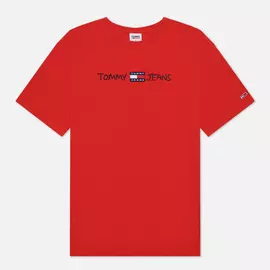 Мужская футболка Tommy Jeans Linear Written Logo, цвет красный, размер L