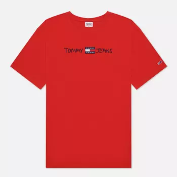 Мужская футболка Tommy Jeans Linear Written Logo, цвет красный, размер M