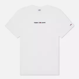 Мужская футболка Tommy Jeans Small Text Logo Embroidery, цвет белый, размер XL