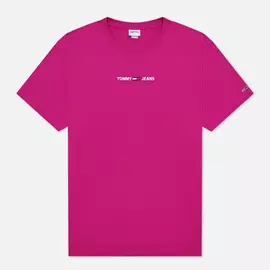 Мужская футболка Tommy Jeans Small Text Logo Embroidery, цвет фиолетовый, размер L