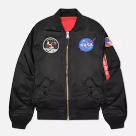 Мужская куртка бомбер Alpha Industries MA-1 Apollo NASA, цвет чёрный, размер S