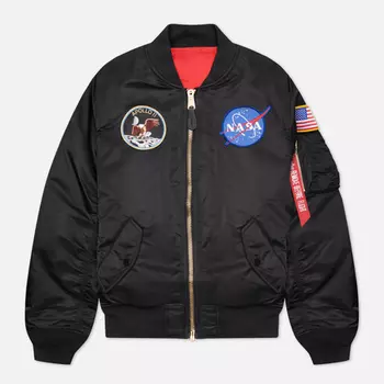 Мужская куртка бомбер Alpha Industries MA-1 Apollo NASA, цвет чёрный, размер XXXL