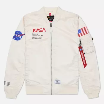 Мужская куртка бомбер Alpha Industries NASA L-2B Gen II Flight, цвет белый, размер S