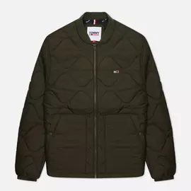 Мужская куртка бомбер Tommy Jeans Quilted, цвет оливковый, размер L
